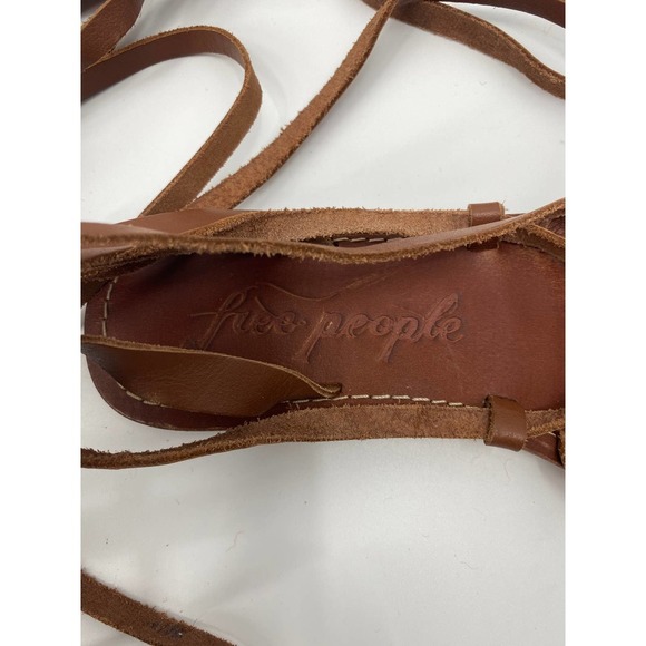 Free People Womens SZ 37 7 Leather Wrap Gladiator Sandals Brown Lace Thong - Picture 7 of 7